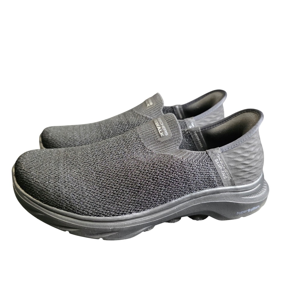 Skechers GO WALK Slip-Ins Black Mesh Hands Free Walking Shoes Hyper Pillars Sz 8
